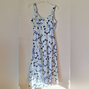 Maxi Dress Size 4 by Tweeds 100% Cotton Sleeveless Tank Style Print Green Blue